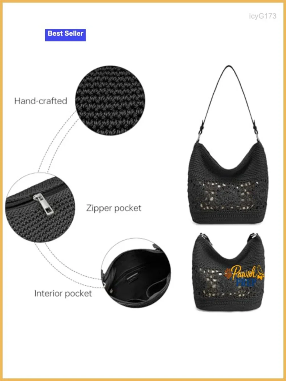 Crochet Hobo Purse Women Woven Shoulder Bag Tote Handbag Boho